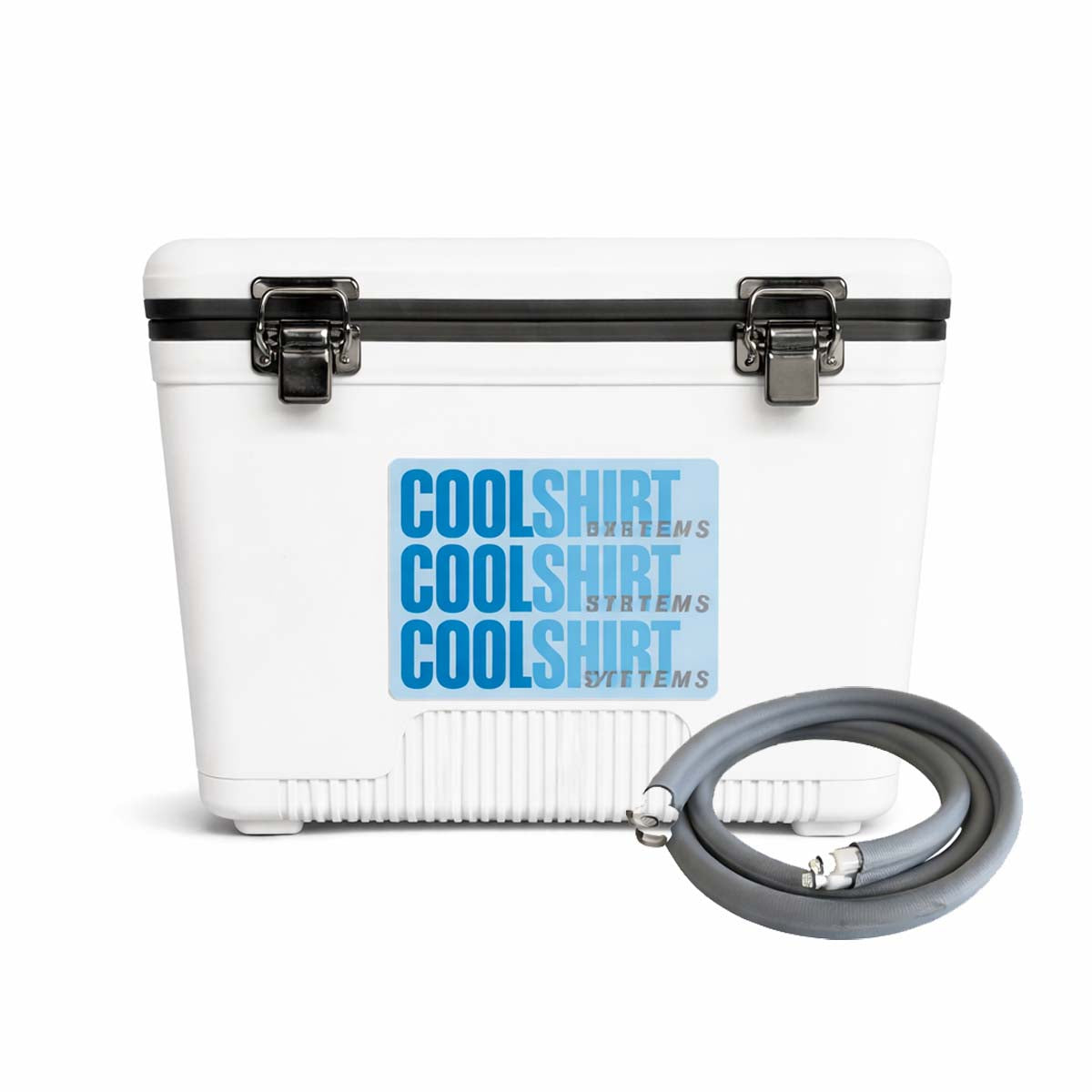 Coolshirt Racer Driver Cooling System with 19-quart cooler and 8ft insulated hose with quick-disconnect fittings.